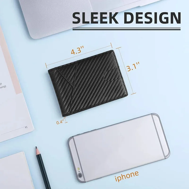 محفظة رجالية رفيعة للغاية 11 فتحة لبطاقة الائتمان من الجلد RFID تحجب محفظة صغيرة رفيعة ثنائية الطي للرجال #5
