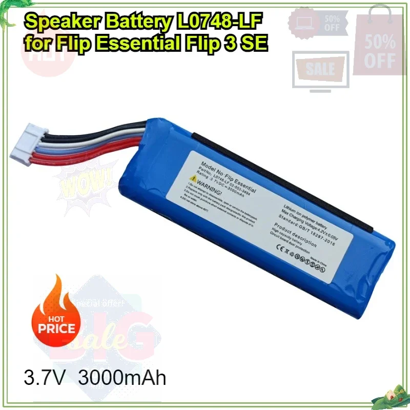 

Speaker Battery L0748-LF 02-553-3494 for JBL Flip Essential Flip 3 Stealth Edition Flip 3 SE 3.7V/3000mAh