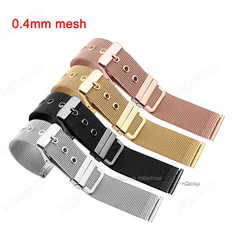 20Mm 22Mm 24Mm Milanese Horlogeband Rvs Metalen Band Mannen 1.0Mesh 0.4Mesh Metalen Pin Gesp Armband Accessoires