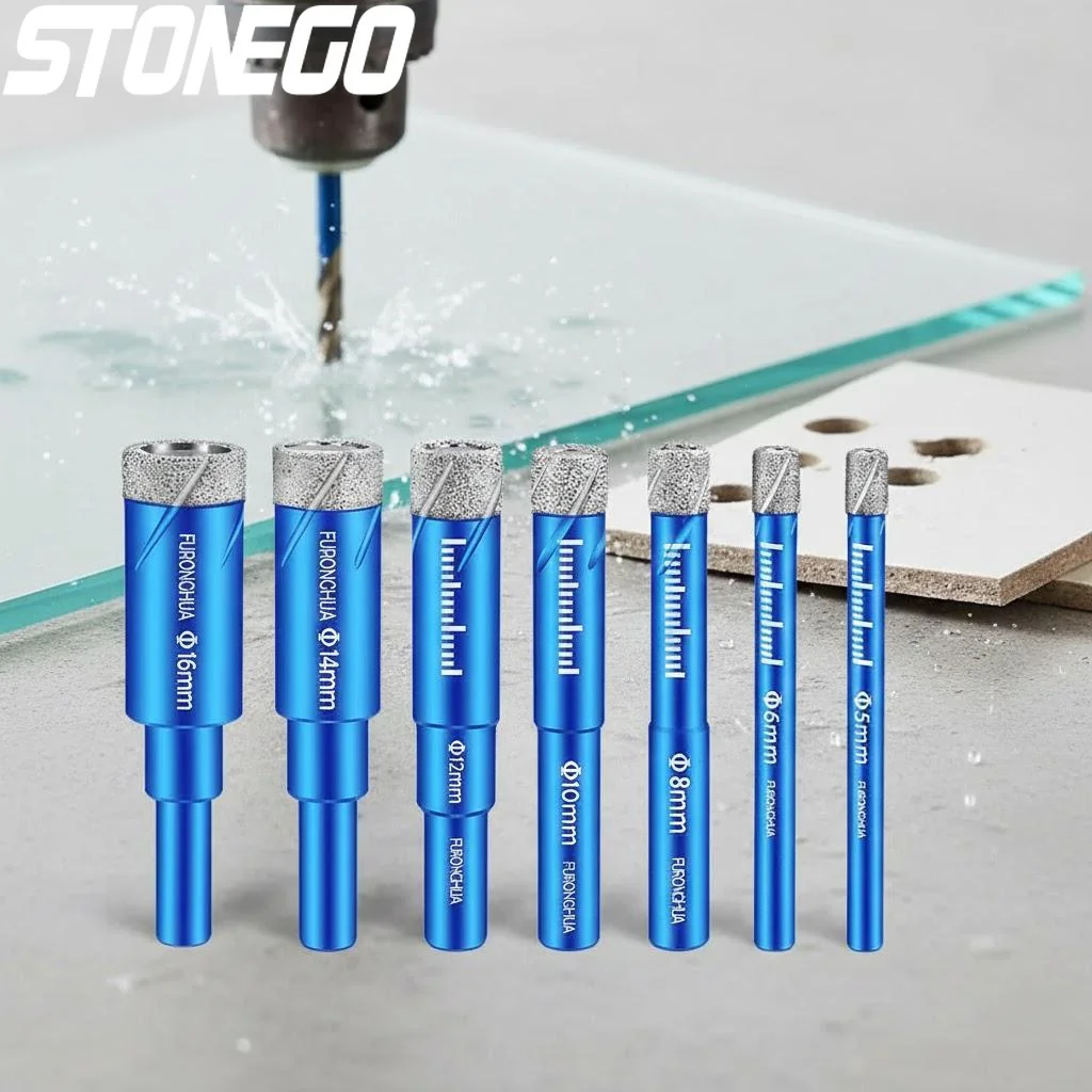 

Diamond Hole Saw Drill Bit Dry 5 6 8 10 12 14 16mm for Glass Porcelain Tiles Ceramic Granite One Piece