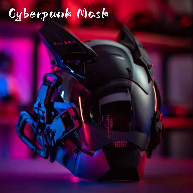 

Mask Helmet Techwear Cosplay Bluetooth With Dynamic Led Samurai Mask Customizable Halloween Party Mask Christmas Gift