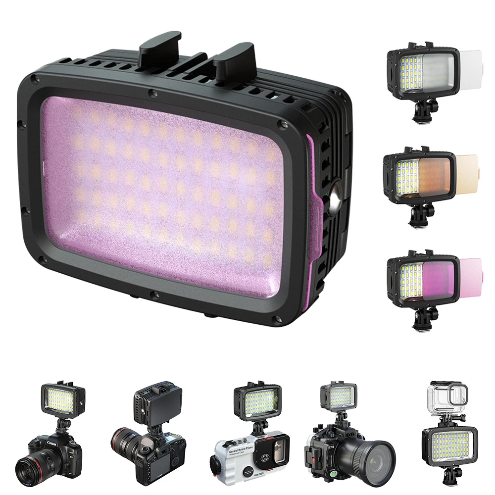 Diving photography accessories 40 meters waterproof 1800 lumens with 3 colors soft light cover 5500-6000K photography lighting