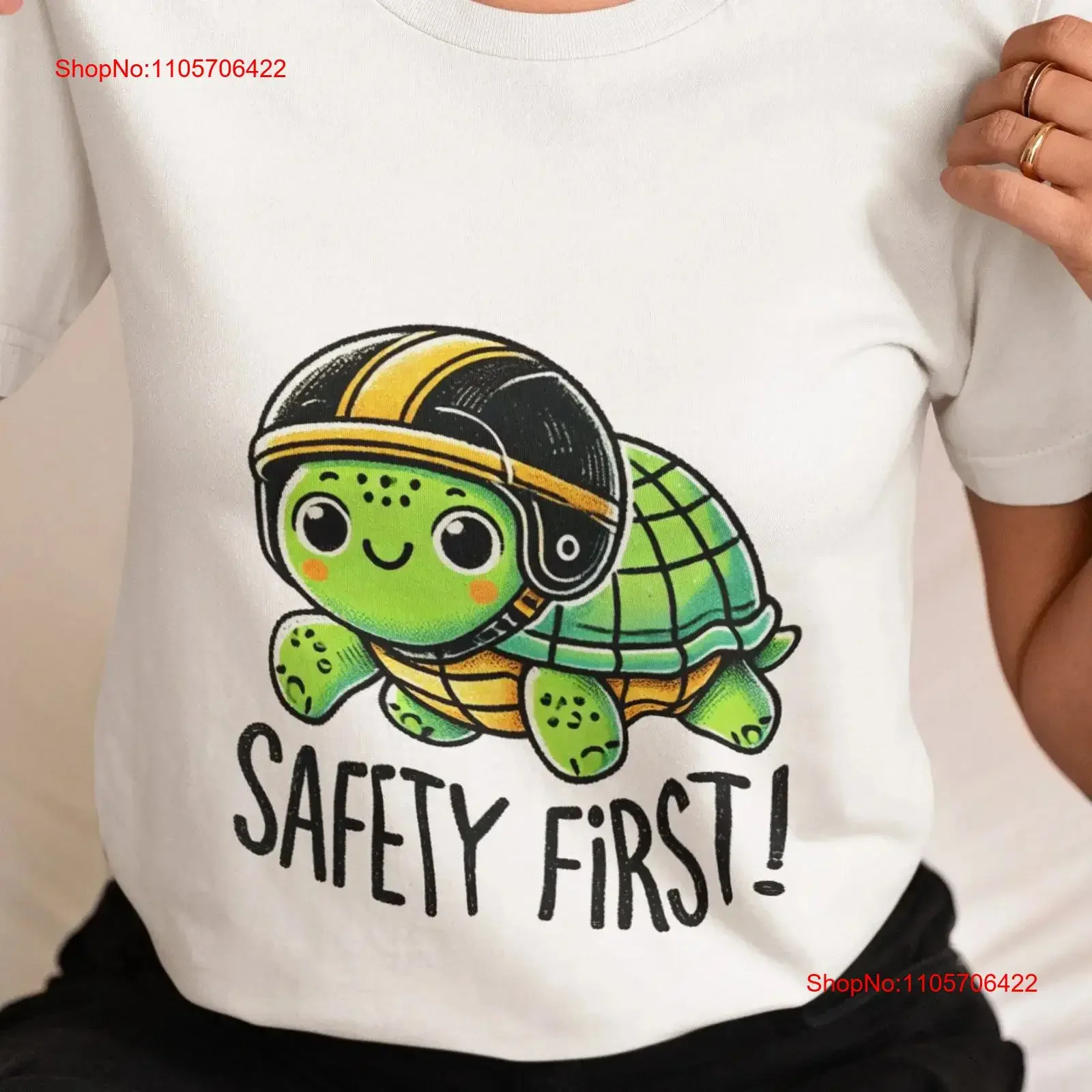 Adorable Turtle Safety First T Shirt for Adults Cute Cartoon Helmet Perfect GifT Lovers and Advocates vintage Washed Unisex