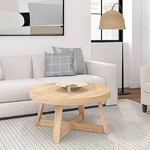 

Classic Round Coffee Table, 36 Inch Farmhouse Coffee Table, Rustic Mini Center Tables For Small Spaces, Small Living
