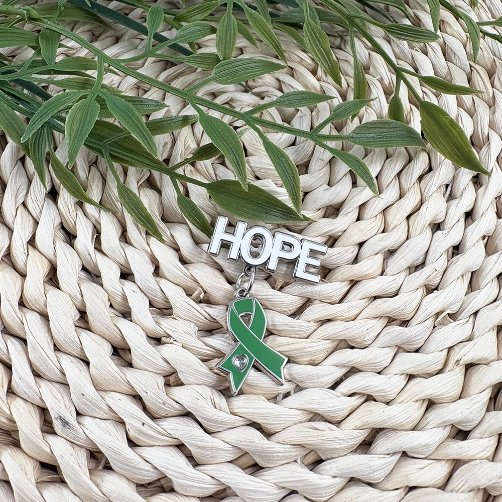 Grünes Aufmerksamkeitsband, Hoffnungs-Emaille-Pin, Brosche zur Unterstützung der psychischen Gesundheit, Leberkrebs, Lyme-Krankheit, Anhänger-Abzeichen, medizinischer Schmuck, Geschenk – Detail 10