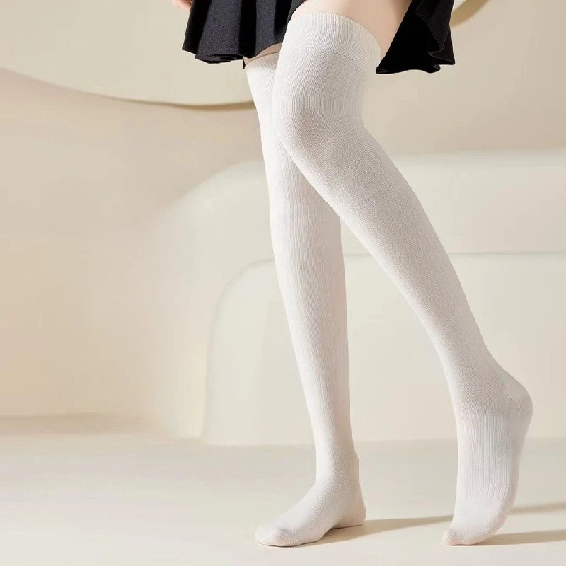 

Women Stockings Cotton Knitted Winter Knee High Socks JK Japanese Style Knitted Cotton Long Tight Sock Keep Warm Boot Socks