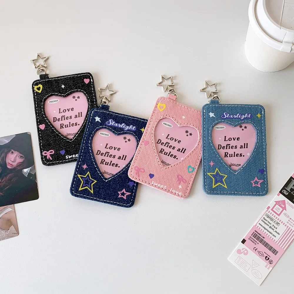 Trend Y2K Card Holder Denim with K-Pop Idol Photo Card Storage Case 3inch Photocard Holder Girls