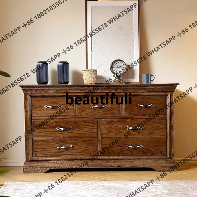 

Classic American all solid wood, red oak bedroom locker, eco-friendly drawer storage cabinet