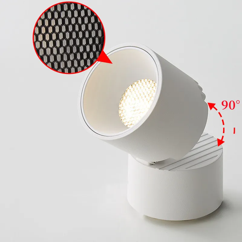 Imagem -02 - Superfície Montada Dobrável Led Holofotes Ângulo Ajustável Cob Anti-reflexo Downlights Parede de Fundo Luzes de Teto Iluminação Interior