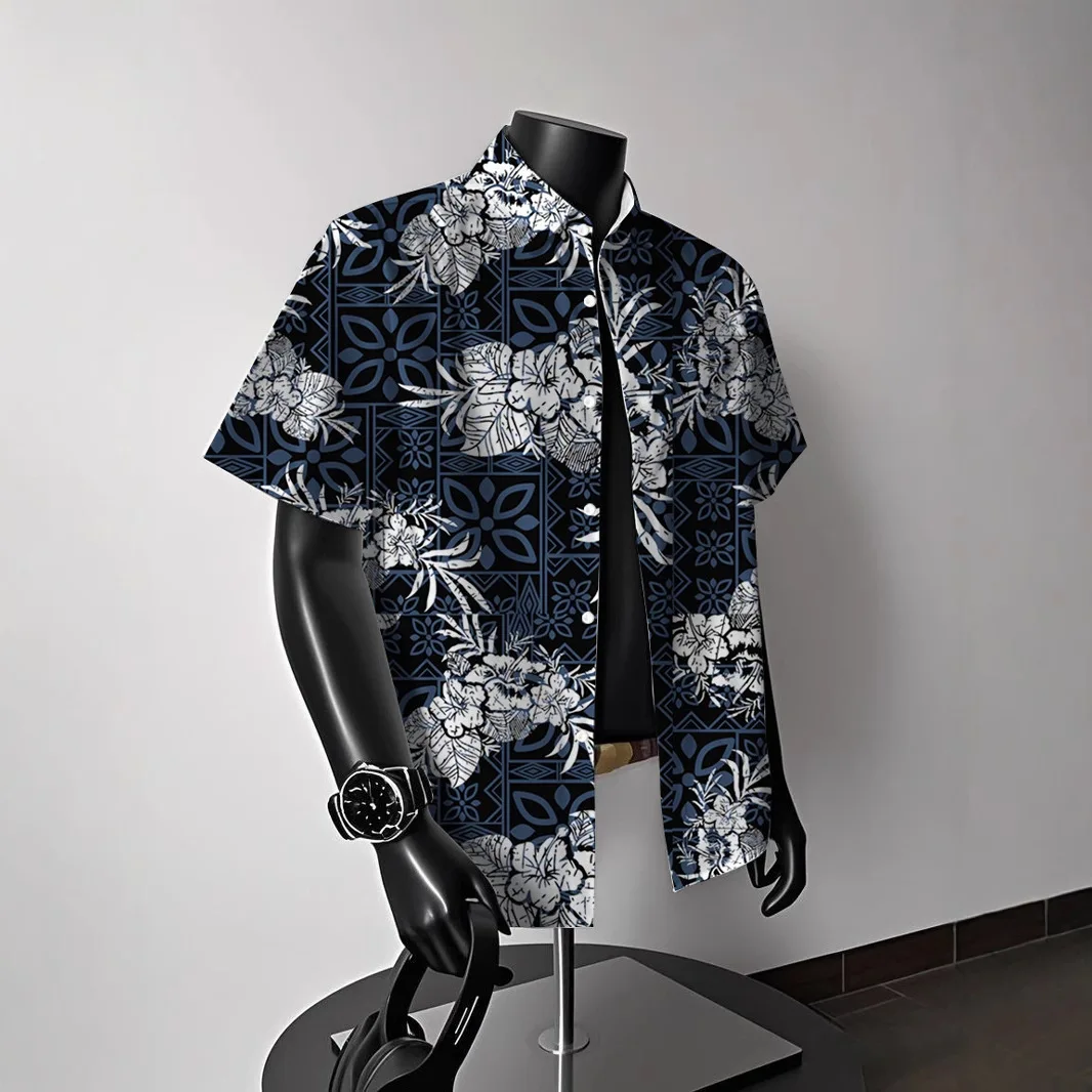 

Retro Flower Shirt Short-sleeved Men's Summer Beach Waterspring Festival Hawaiian Shirt Men's Casual Trendy Companion Shirt