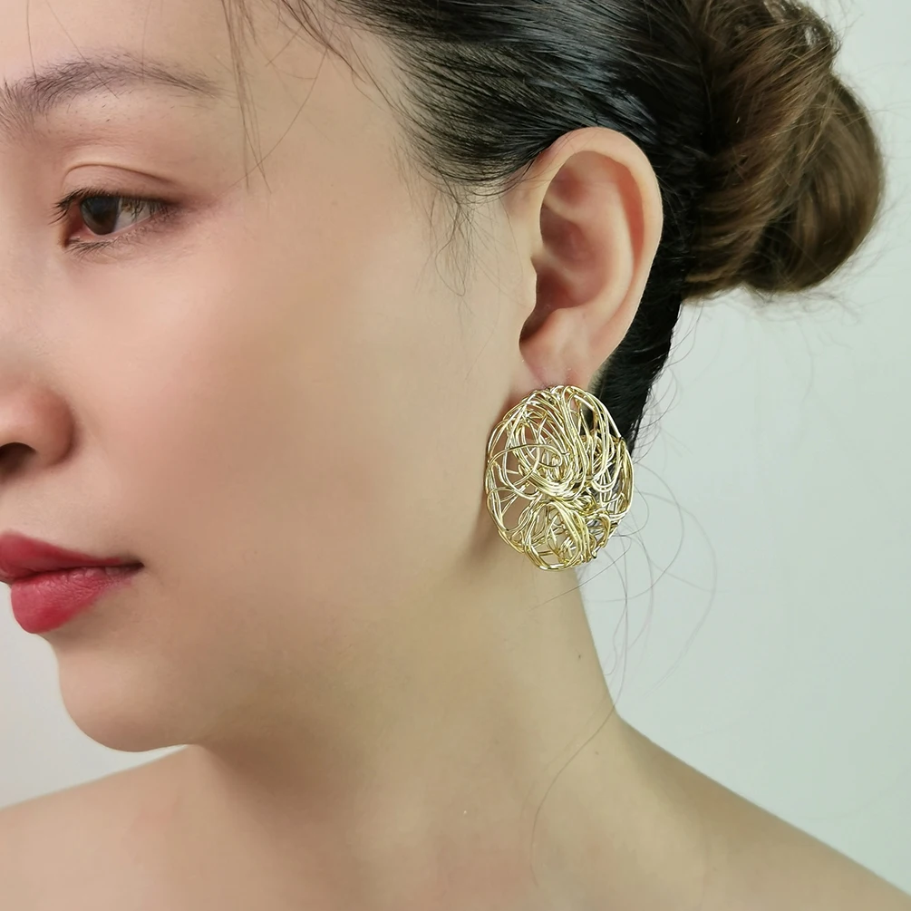 Fashion Big Circular Dangle Earrings Handmade Metal Drop Earring For Women Statement Jewelry Unique Design Accessories MANILAI