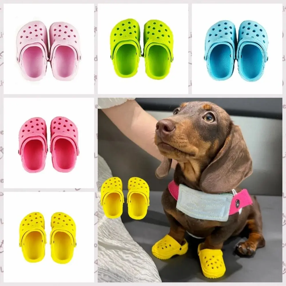 1 Pair Non-slip Pet Sandals Soft-soled Comfortable Dog Hole Shoe Breathable Wear-resistant Dog Rain Boots for Cats