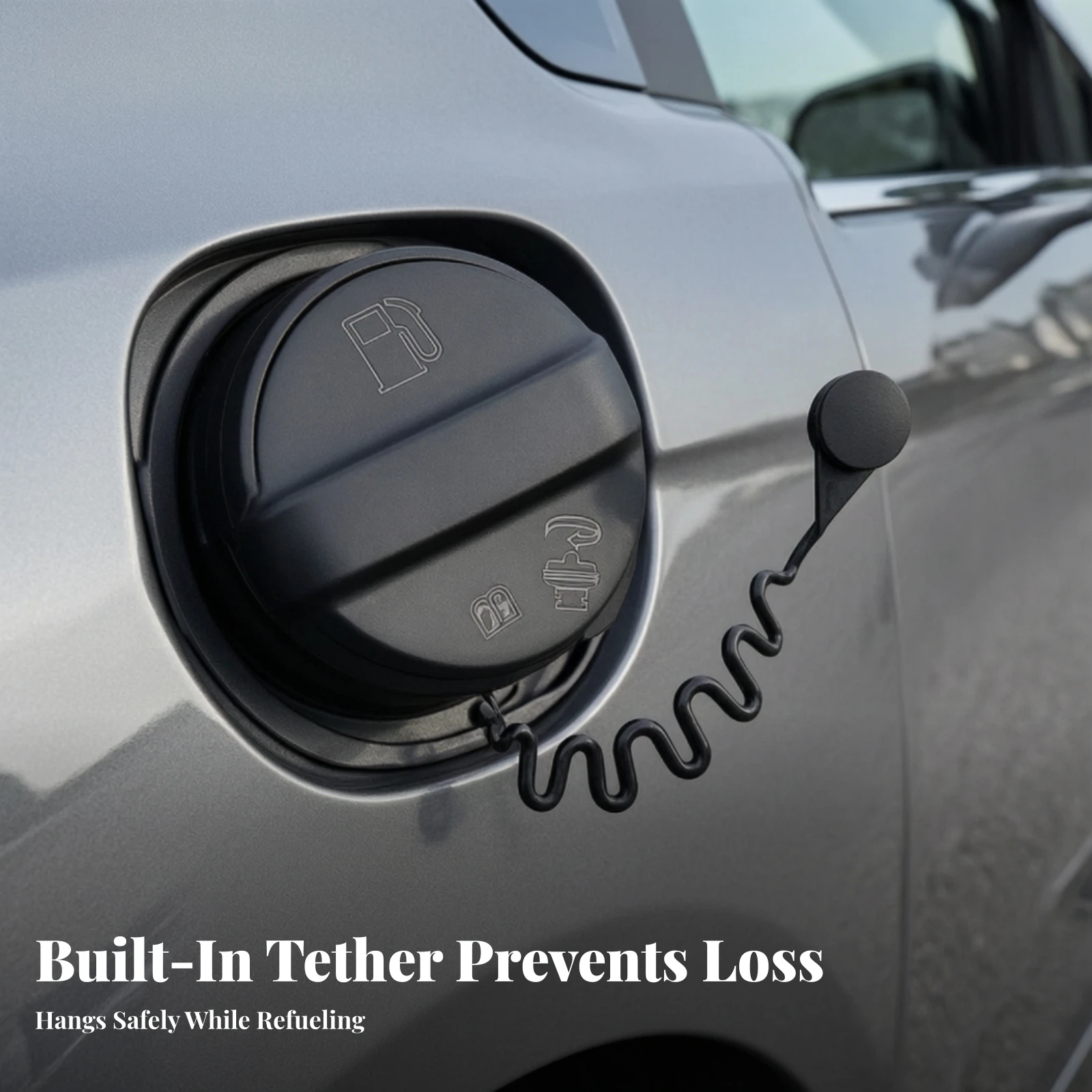 Fuel Tank Cap with Tether Easy to Install Gas Cap with Tether Cord Car Part Secure Robust for Mechanics