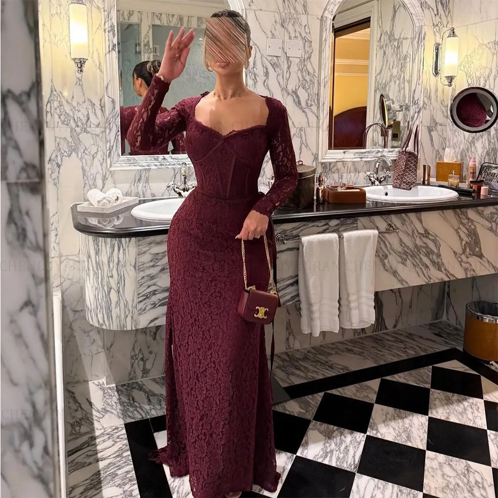 

MOLISA Customized Charming Evening Birthday Gown Gala Lace Mermaid Prom Formal Dresses Long Sleve Sweetheart Saudi Arabic