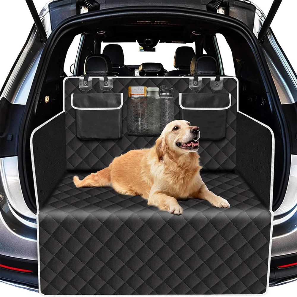 Schwarze, strapazierfähige Haustier-Kofferraumabdeckung, Hunde-Autositzbezug, Matte für den Kofferraum, Hundeschutz