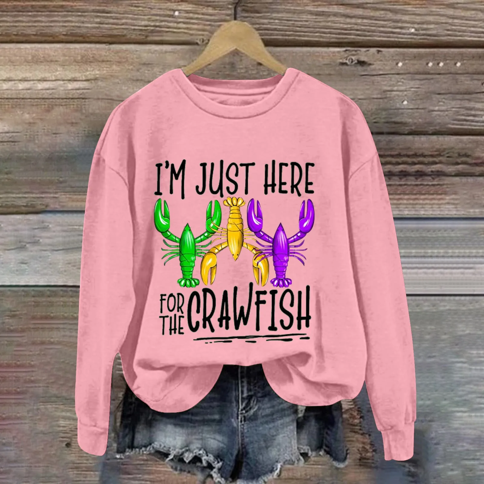 I'm Just Here For The Crawfish Women's Monogram Light Steel Sweatshirt Fit Apparel Dz Sweatshirt Heavy Sweat Jacket with Hood