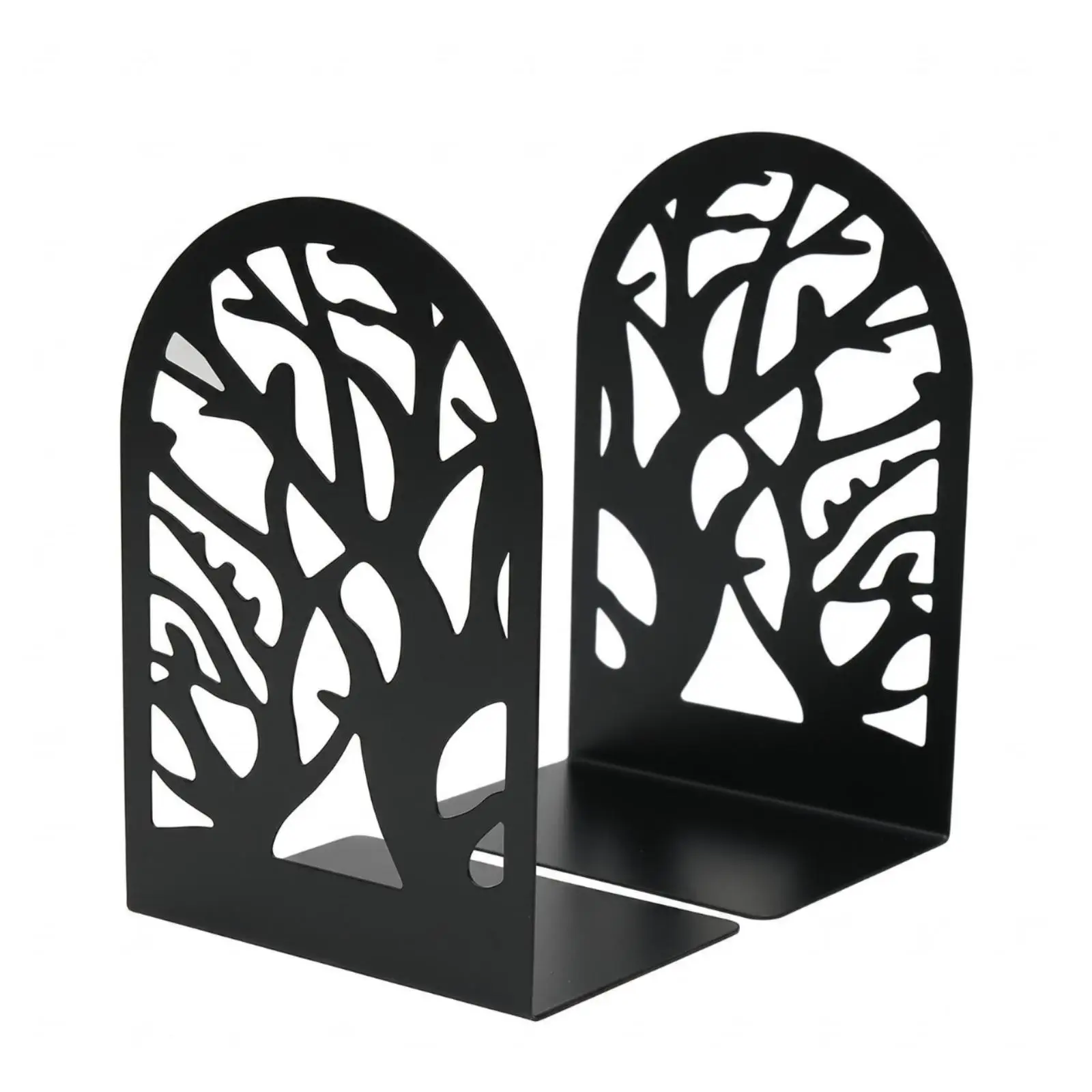 Metal Bookend Pair Arched Arched Treetop Cutout Bookend Black Metal Bookends