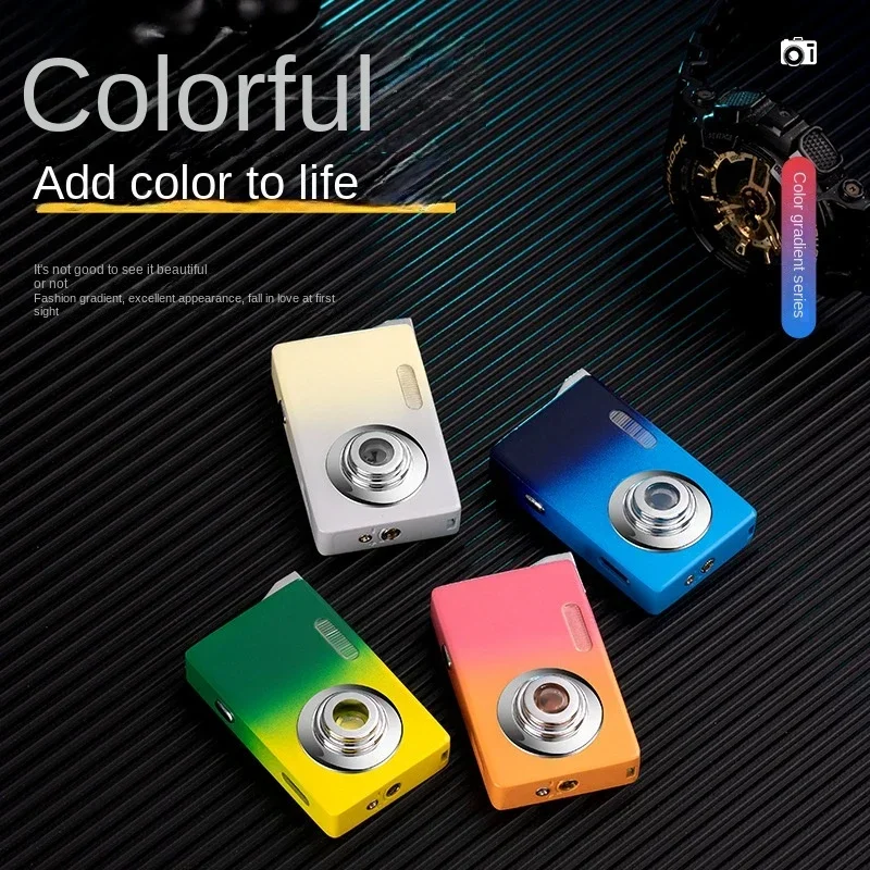 2025 Creative Metal Windproof Lighter Camera shaped LED Lighting Butane Gas Lighter Red Flame Jet Lighter Smoking Accessories - Image 2