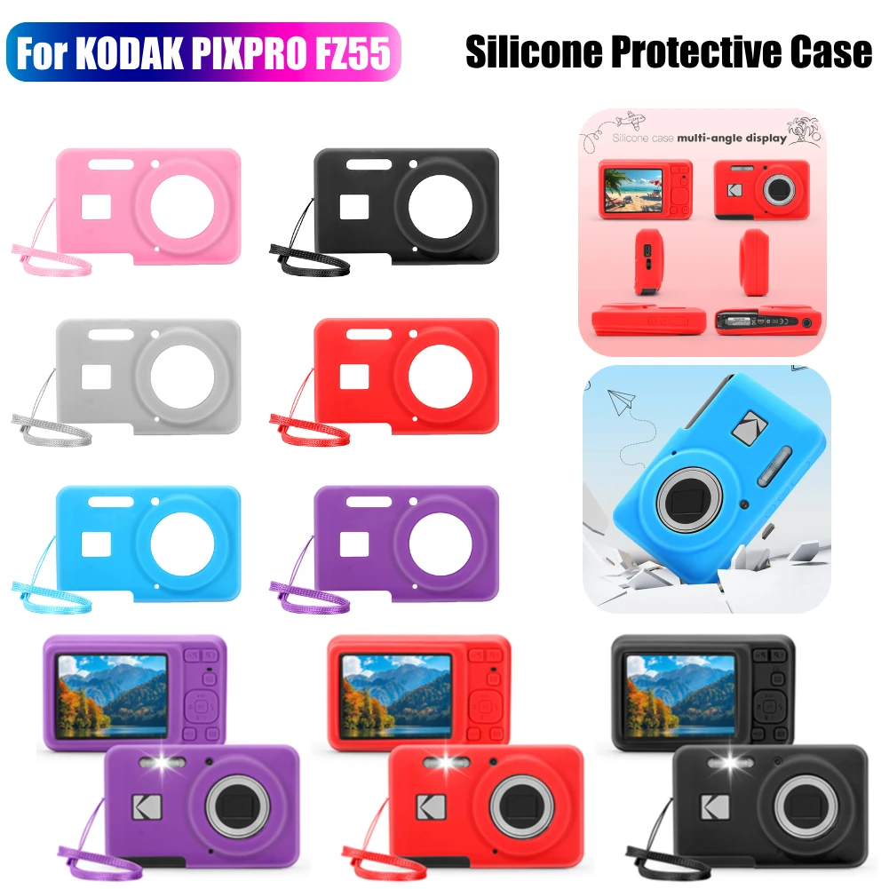 Funda protectora de silicona para cámara Digital KODAK PIXPRO FZ55, funda suave con cordón, funda protectora para cámara de viaje al aire libre