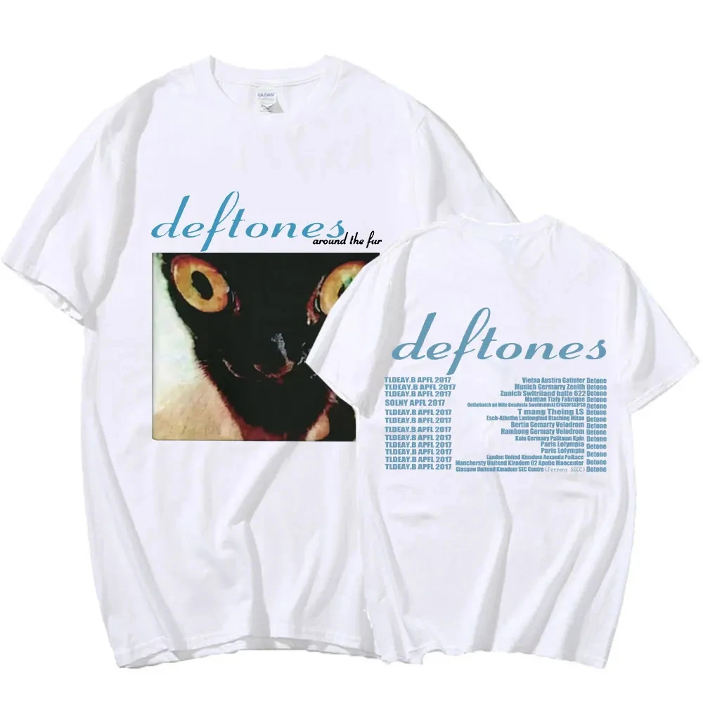 Gothic Retro Tee Shirt  Unisex Streetwear Deftones Around The Fur Tour Band Concert T-Shirt Punk Hip Hop T-Shirts