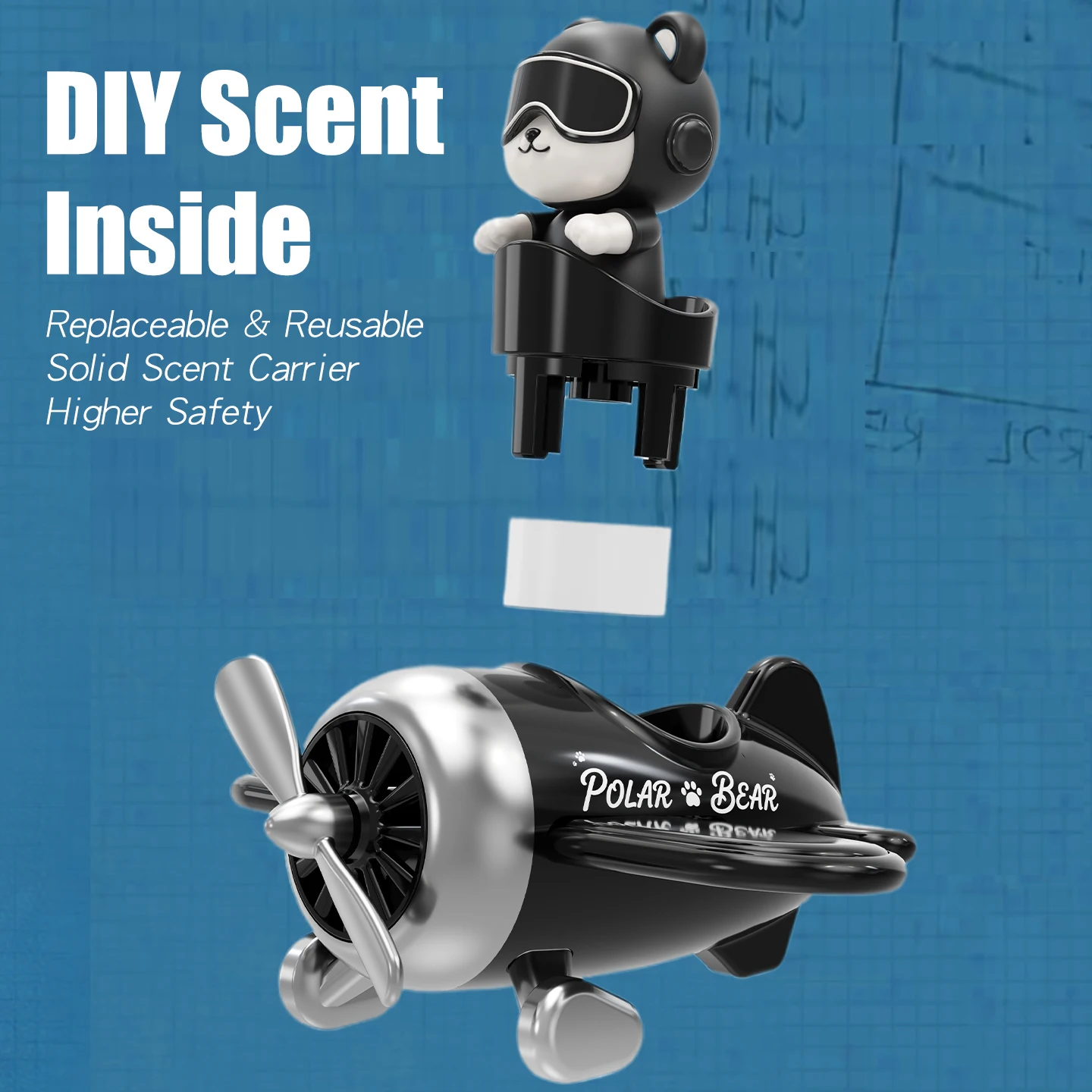No Perfume DIY Fragrance Holder Rotate Plane Car Air Freshener Dashboard Ornament Cool Pilot Decoration Interior Accessories Boy - view 5