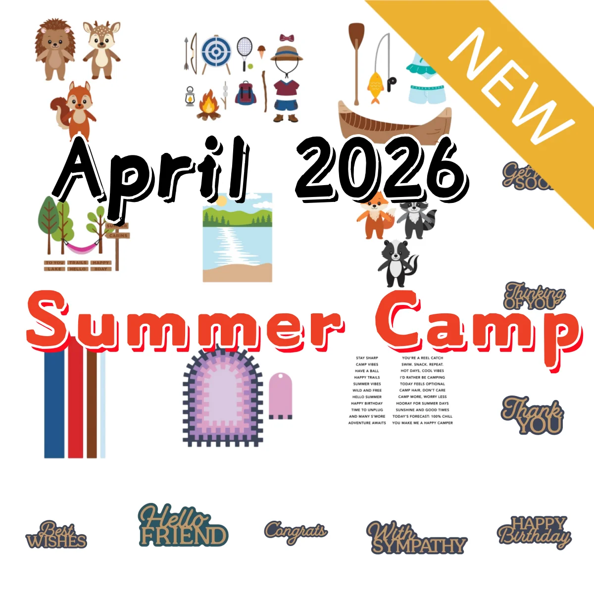 

2026 New Summer Camp Metal Cutting Dies Clear Stamps Layering Stencil for DIY Greeting Card Making Scrapbooking Craft Paper