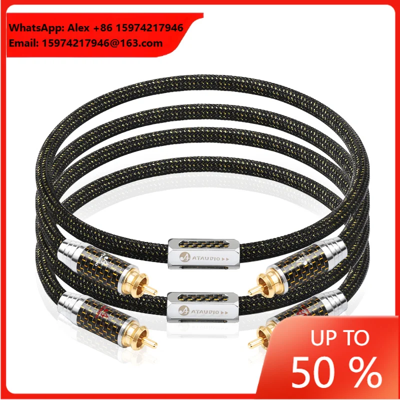 For ATAUDIO 2RCA OCC Gold-Plated Audio Cable HI-FI Pair For Home Theater TV Speakers Amplifiers Mixers RCA PVC Microphone