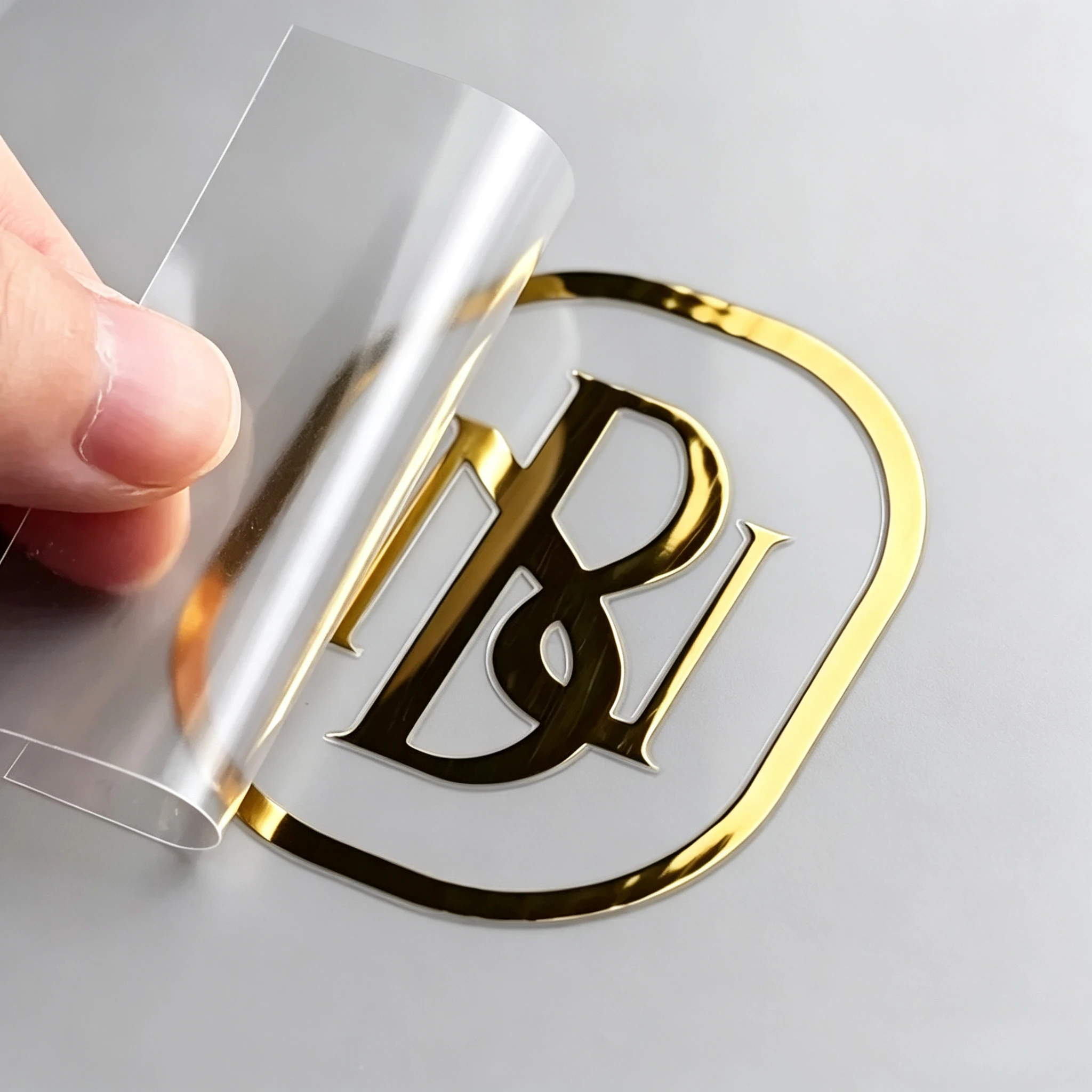Gold Silver Custom Crystal Transfer Stickers 100Pcs Waterproof Self Adhesive Personal Logo Metal Transfer Label Stickers