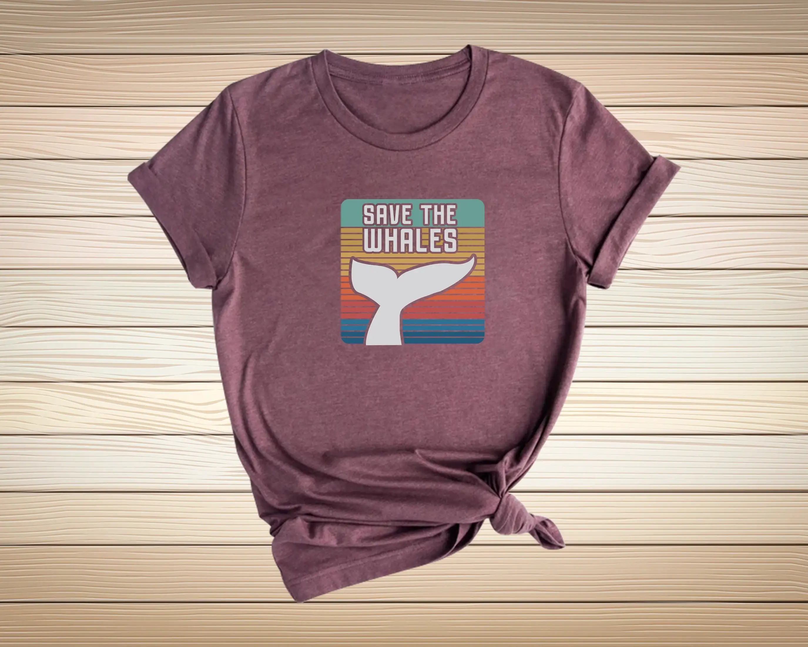 Save The Whales T Shirt Whale Fish Animal Lover Retro Vintage Animals