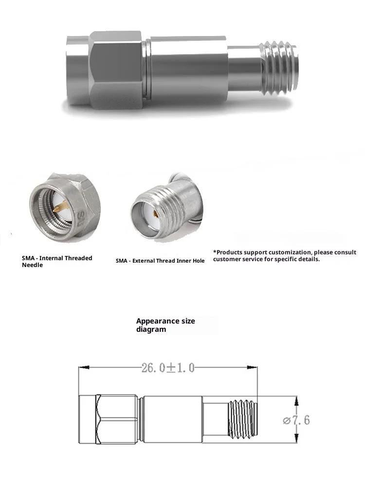 Attenuator Koaksial Tetap 2W6G SMA 0-18G Kepala RF Attenuator Jantan dan Betina