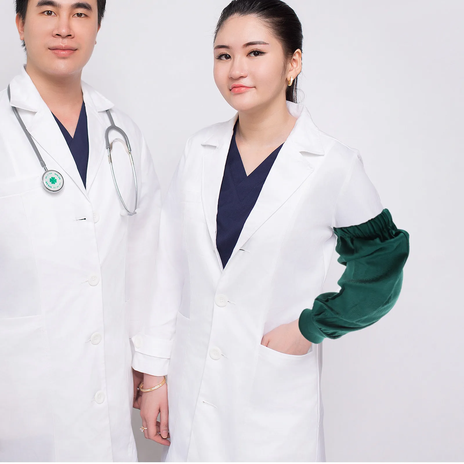 2Pairs Cotton Arm Sleeves Breathable Sweat Absorbing Reusable Forearm Protector Sleeve Covers for Nursing Hospital Kitchen