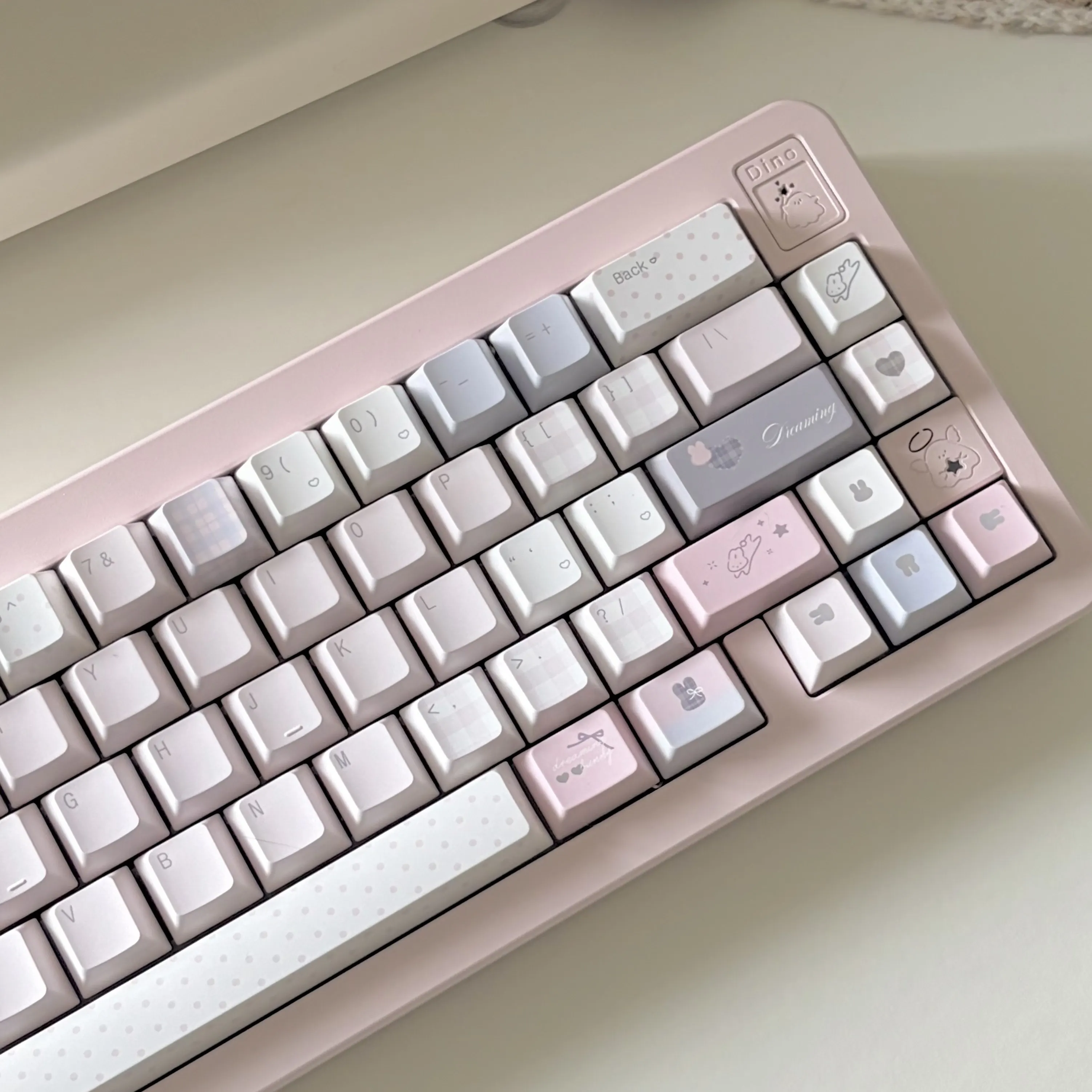 Cute Rabbit Pink Keycaps MOA Cherry Profile PBT Sublimation Keycap MX Switches Alice ISO Layout Gaming Mechanical Keyboards Cap