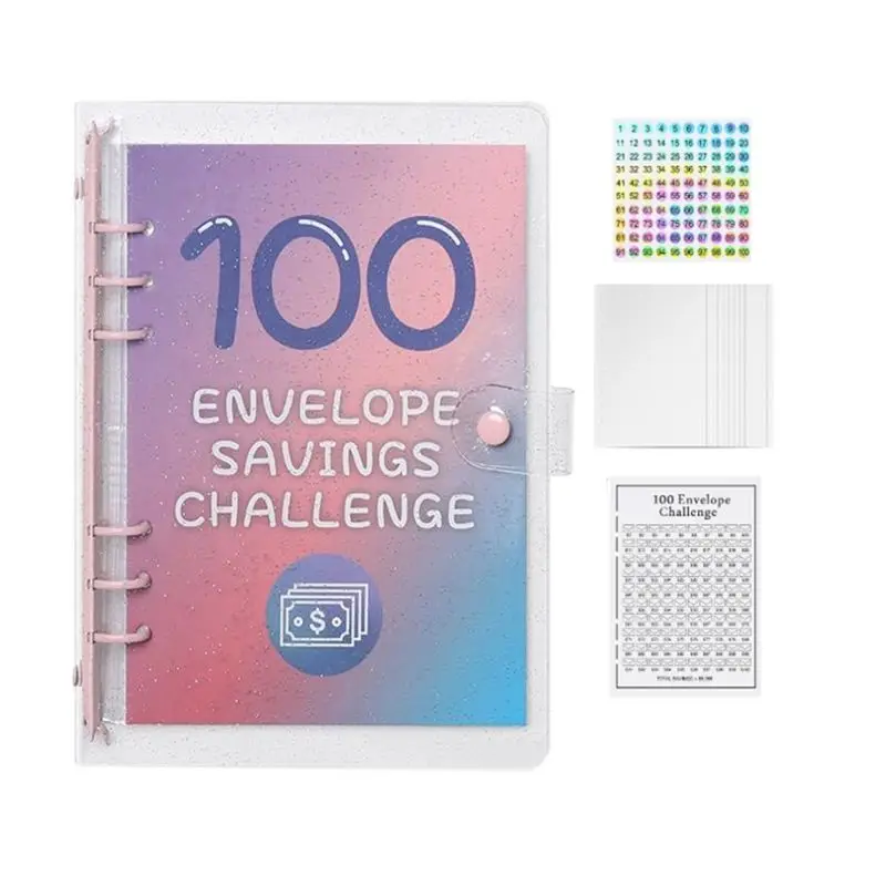 

AED5-100 Envelope Money Savings Challenge Binder, Expense Budget Sheet For Budgeting And Saving Money, Budget Binder