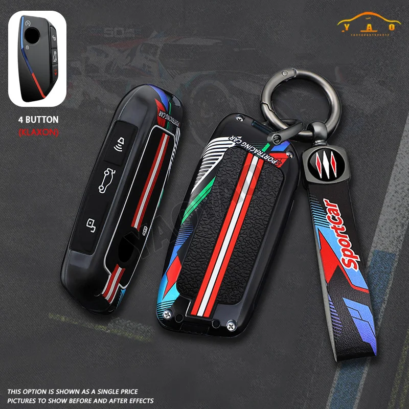 

2025 New Racing Style Metal Car Key Case Fob Cover for BMW 7 Series X7 i7 iX Keyring Keychain Accessories