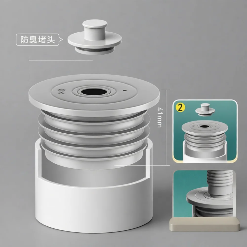 Kitchen Bathroom Sink Sewer Sealing Plug Anti Odor Drain Pipe Backflow Preventer Insect Proof Silicone Connector
