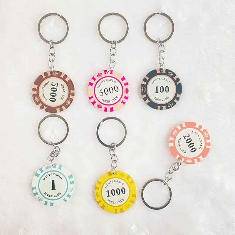 

100pcs/Lot Silicone Lucky Chip Keychain Gaming Club Number Block Las Vegas Series Chip Pendant Creative Multi Functional Keyring