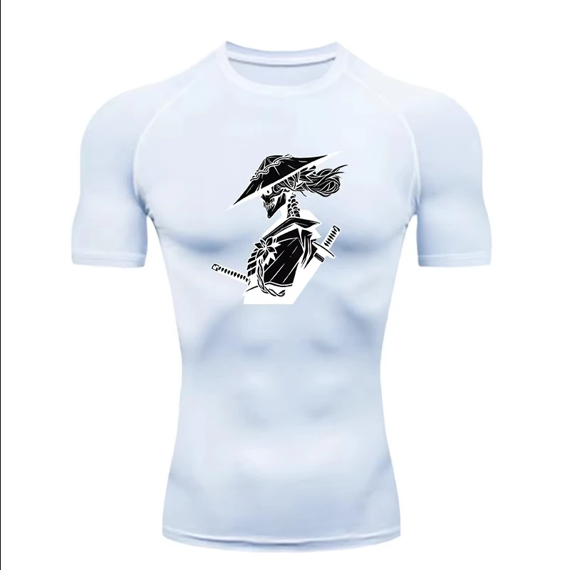 Skull Samurai 2026 Men's Kung Fu Martial Arts Sports T-shirt, Compression Quick Dry Training Fitness Tee JW021
