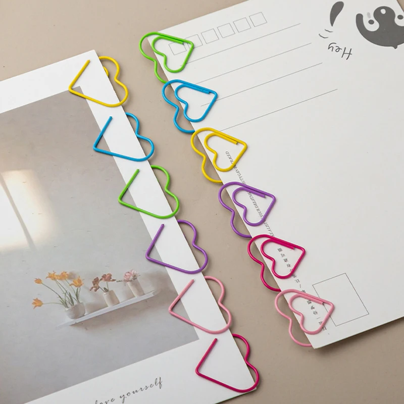 Multicolor Love Paper Clip, Bookmark Paper Clips, Decorativo, Bonito, Criativo Cartoon Shaped, Pin Clip, Papelaria Paperpins, 10Pcs