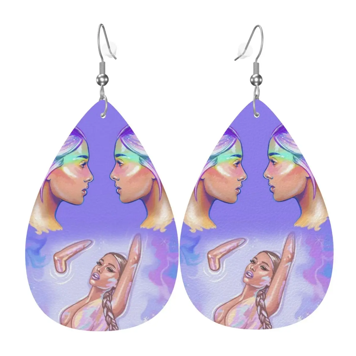 Custom Singer G-Grande A-Ariana Dangle Drop Earrings Leather Earrings for Women Fashion Music Art Poster For Party