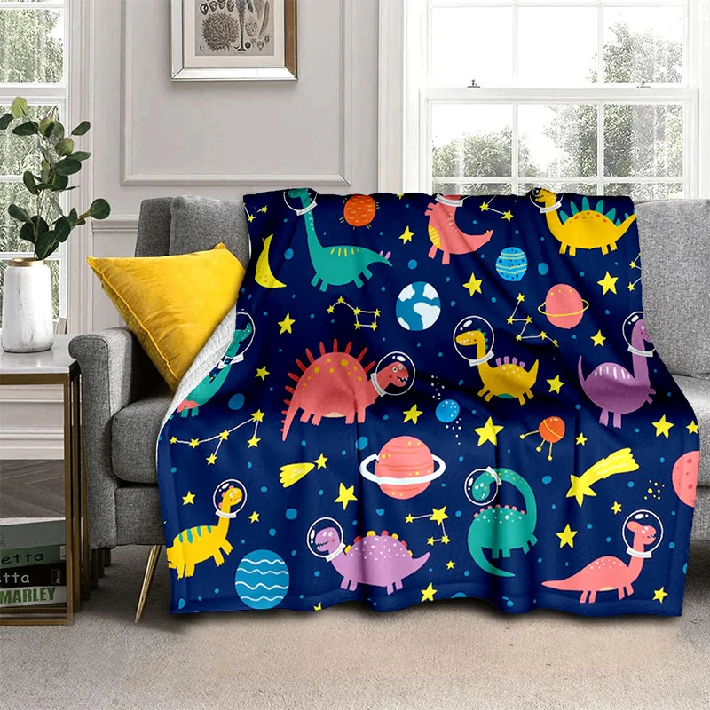 3D Dinosaur Space Cute Dino Children Cartoon HD Blanket,soft Throw Blanket for Home Bedroom Bed Sofa Picnic Office Cover Blanket