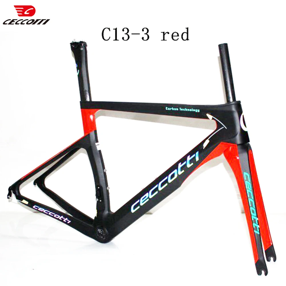 Carbon Road Bike Frame, T1000 UD or 3K Weave Bicycle Frameset BSA and PF30 Reflective Ceccotti Logo, New