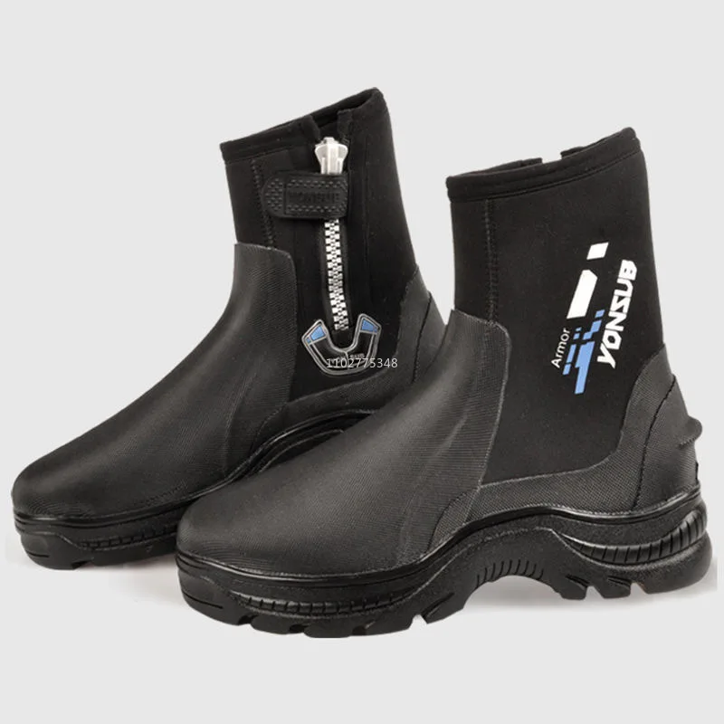 

Neoprene Diving Boots Men 5mm Neoprene Wetsuit Shoes Non-Slip Sole Side Zipper Aqua Shoes for Surfing Wading Fishing Shoes