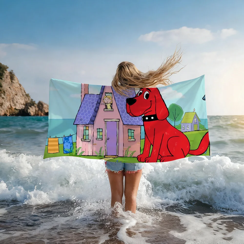 Cartoon Clifford the Big Red Dog Towel Shower Sauna Travel Spa Quick Dry Gym Accessories Soft Large Beach Towels