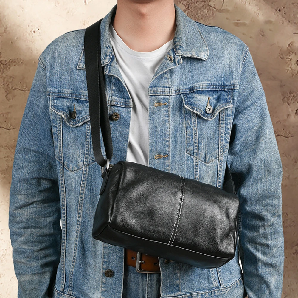 Premium Sense Leather Men's Bags Genuine Leather Shoulder Slanting Fashion Hundred Bag Men's Crossbody Bag Satchel Shoulder Bag