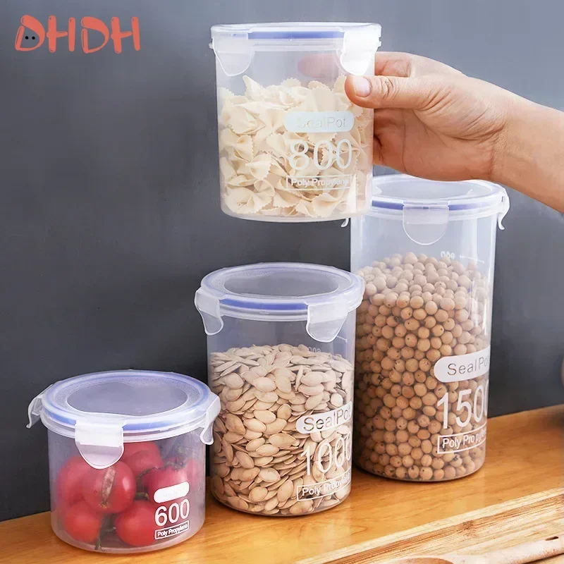 Food Storage Box Sealed Plastic Cereal Candy Dried Jars with Lid Fridge Storage Tank Containers Household Item Kitchen Organizer