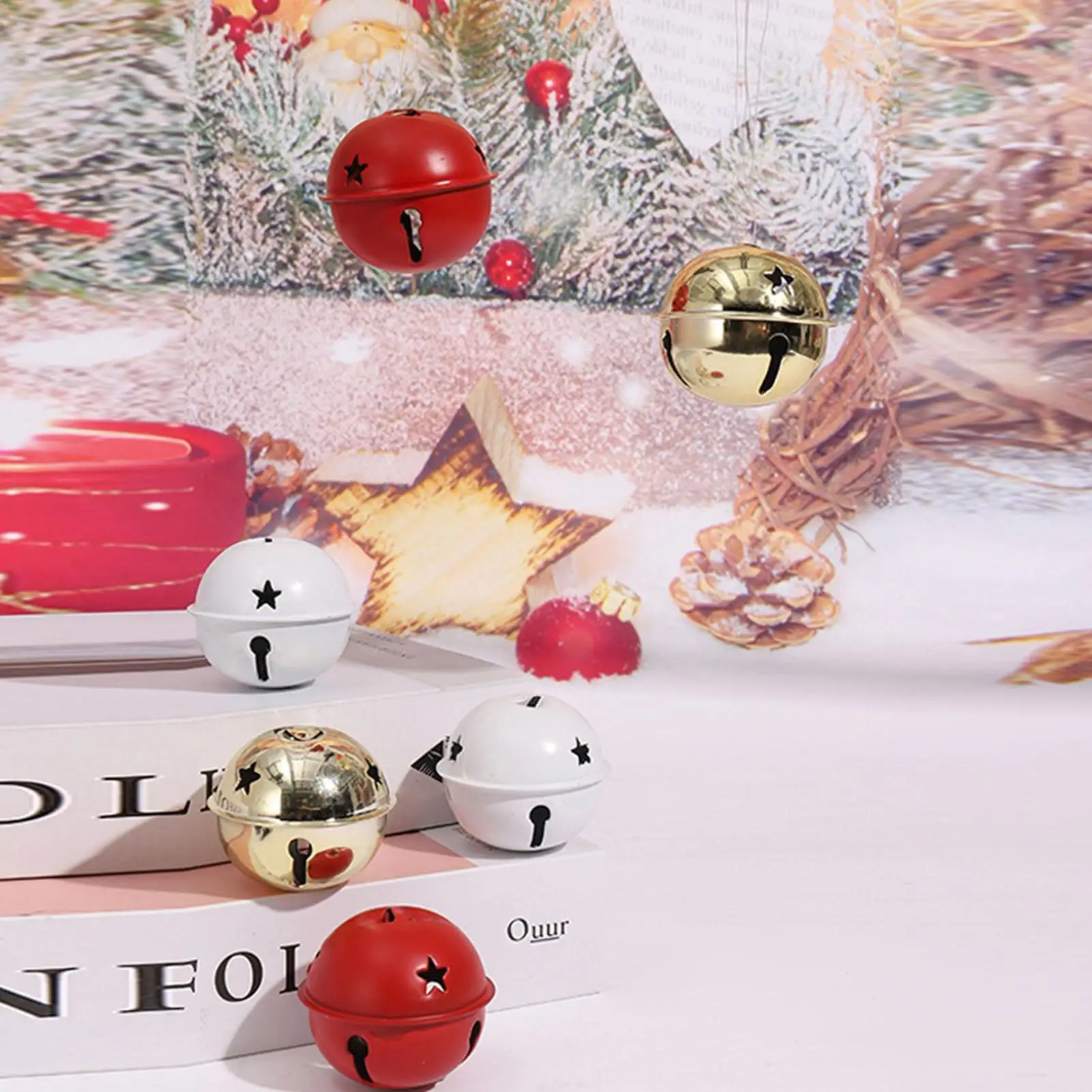 

Рождественская елка, колокольчики, металлический домашний колокольчик, украшение с вырезами в виде звезд, винтажное ремесло для рождественской елки, окна, Рождественский декор