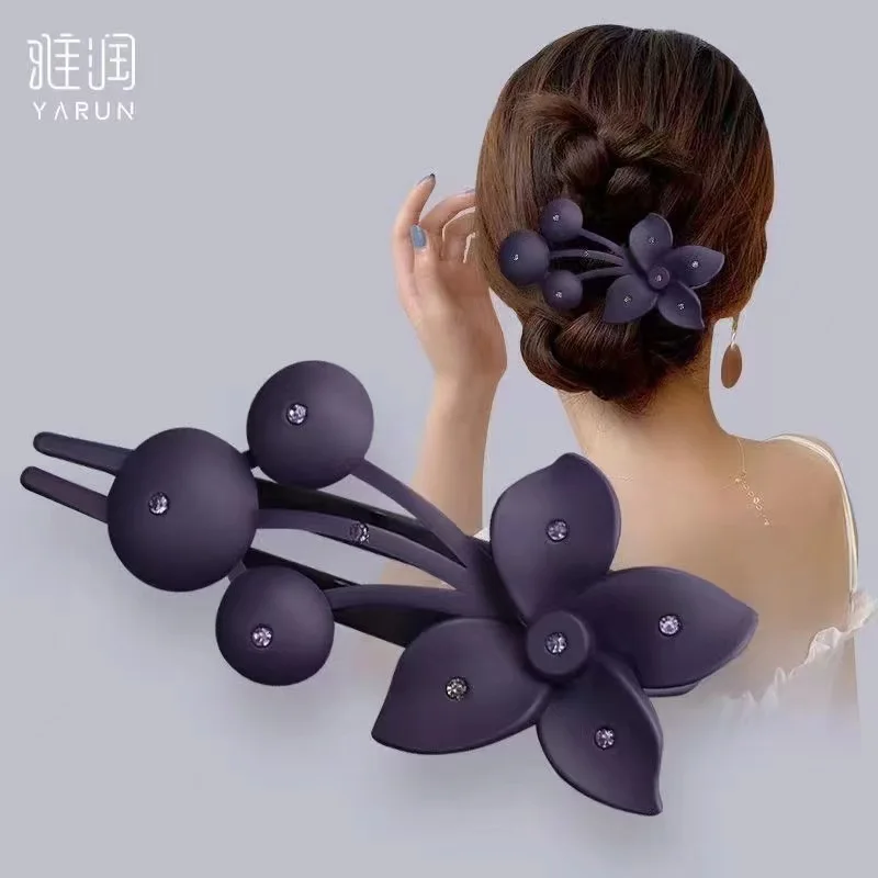 Advanced and Elegant Hair Clip, Elegant and Elegant, Flower Pan Hair Clip, Female Water Diamond Matte Clip, Gentle Back Spoon