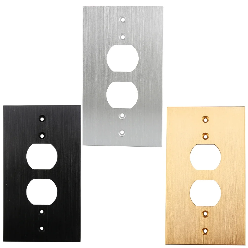 1PC Audiocrast P150S/G/B AC Power Duplex Wall Socket Aluminum Panel HiFi Audio Receptacle Outlet Cover Plate