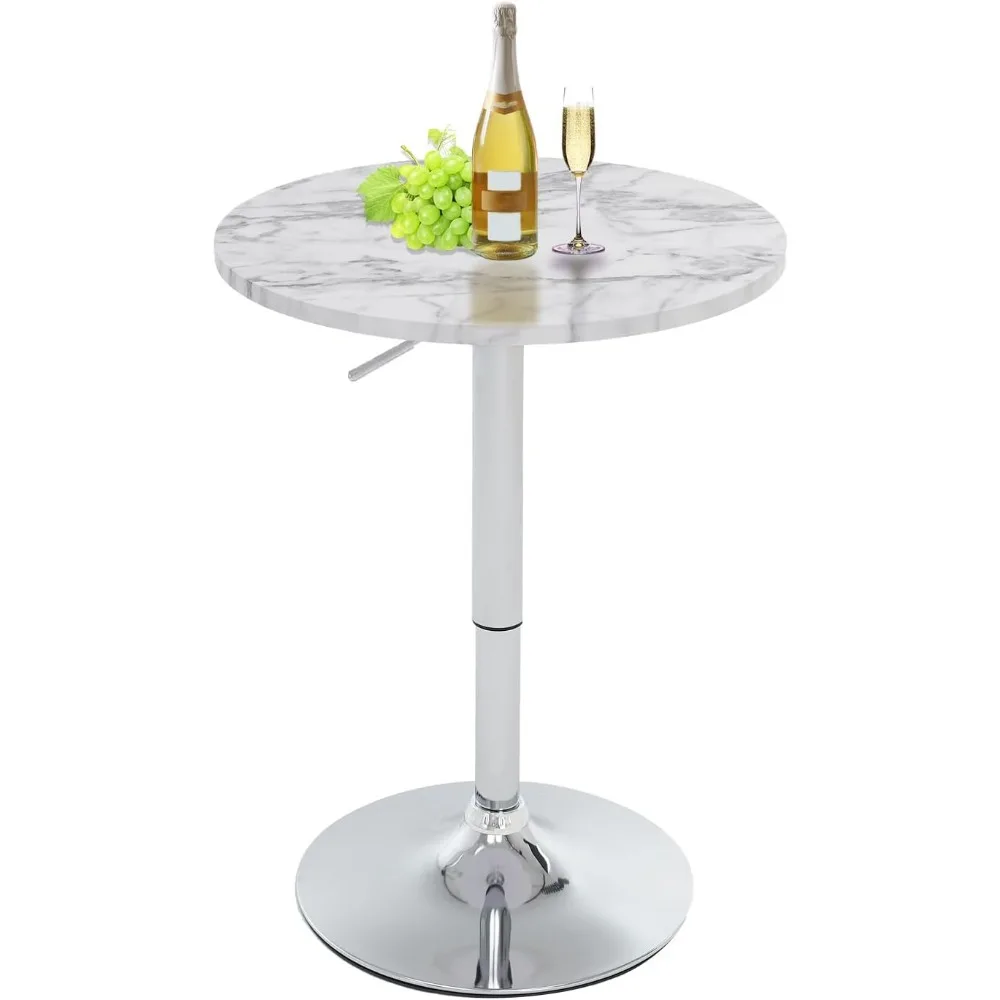 

Round Bar Table Height Adjustable with Top, 23.6 Small Breakfast Dining Tables Modern Cocktail Bar Table with 360 Swivel for
