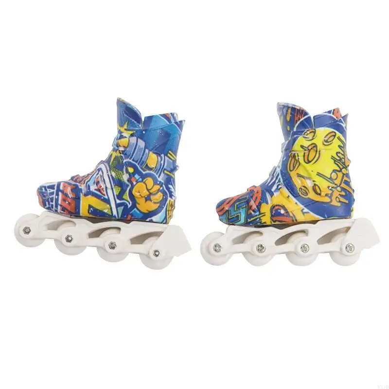 WXTD 1 คู่นิ้วรองเท้าสกูตเตอร์สเก็ตน่ารักสำหรับตุ๊กตารองเท้าของเล่น Fingerboarding Sneaker Mini Roller Skates Ice Skates